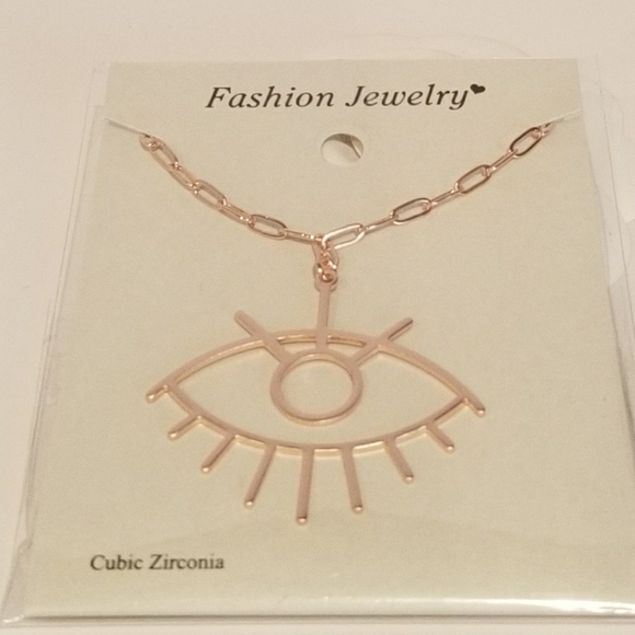Trendy Chic Evil Eye Paperclip Toggle Necklace NEW - Picture 6 of 8